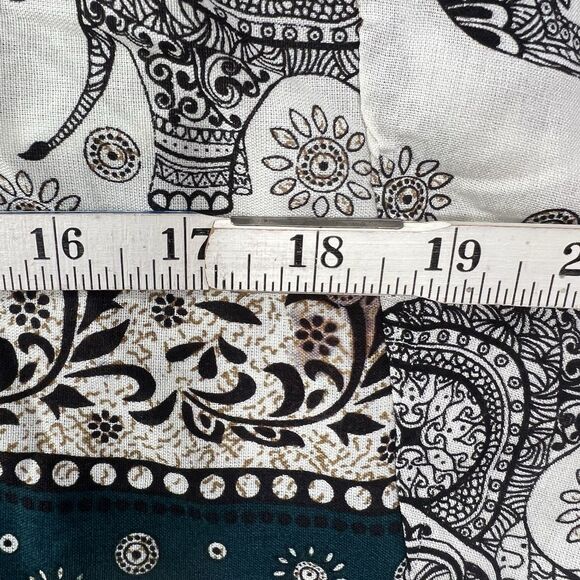 Sopheap Angkor Mens XL Elephant Print Green Ivory Button up Shirt woven - Picture 11 of 15